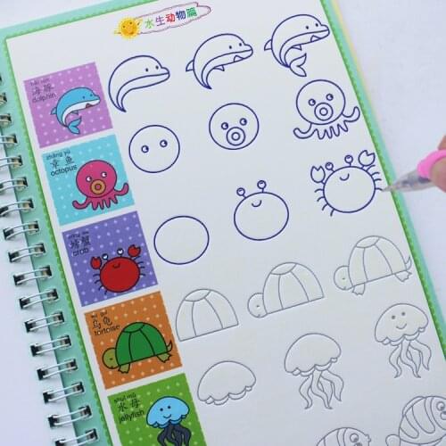 Recyclable groove practice Reusable copybook Kindergarten practice drawing book Preschool children drawing Coloring book Kids