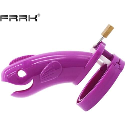 FRRK Plastic Cock Cage with 5 Rings for Male Chastity Device Animal Shape Penis Erotic Accessories Adults Intimate Sex Products