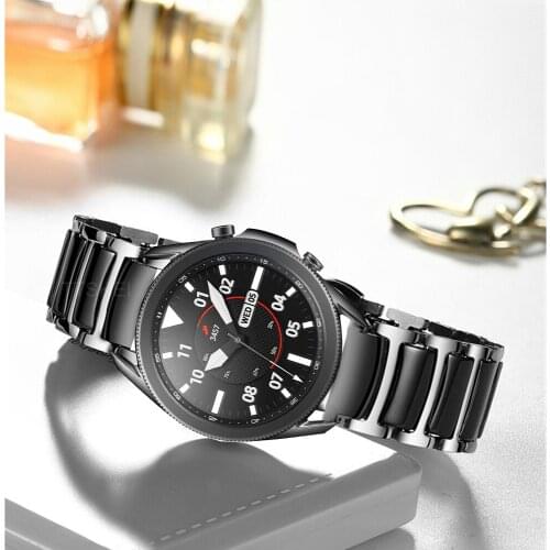 For samsung galaxy watch 45mm 41mm active 2 gear s3 46mm band stainless steel ceramic Luxury strap for huawei gt 2e amazfit bip