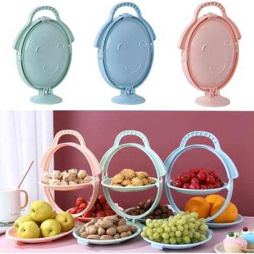 Folding Fruit Tray Nordic Style Plastic Three-Layer Fruit Dish Multipurpose Candy Cake Desserts Plate For Tea Parties Weddings