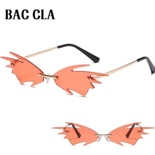 Vintage Fire Flame Sunglasses Women Men Rimless Sunglasses Luxury Brand Rectangle Fashion Sun Glasses Clear Streetwear Shades