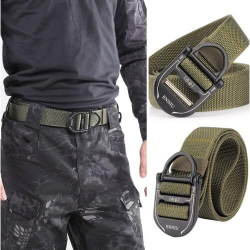 Military Webbing Nylon Belt Heavy-Duty Quick-Release Metal Buckle Tactical Belt