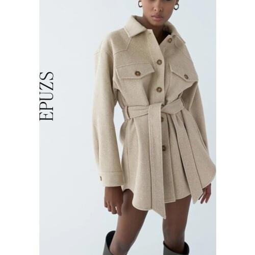 Winter thick Tweed jacket women winter coat casual sashes long sleeve jacket 2020 vintage female coat