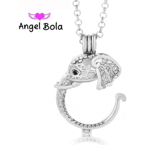 10PCS/Wholesale Angel Bola Elephant Shape 20.5mm Cage Necklaces Pendants Pryme Copper Ball with Long Chain Jewelry for Mom L060