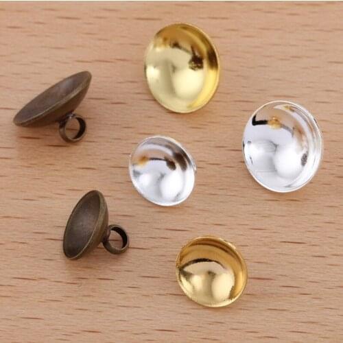 100pcs 8mm 10mm Plated Brass Bell Bead End Charm Caps with a Loop Caps Connectors Settings DIY Crafts Findings Makings