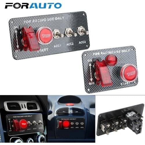 12V LED Ignition Switch Panel LED Toggle Switch Carbon Fiber for Racing Car Engine Start Push Button Car accessories