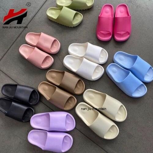 2021 Summer Slippers Couple Models Solid Color Flat Sandals Women Thick Bottom Outdoor Beach Slippers 8 Colors