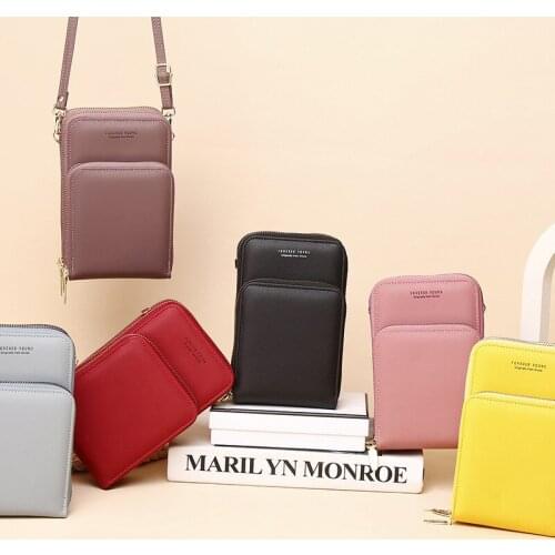 2021 new Korean fashion large capacity one-shoulder diagonal bag solid color multi-function mobile phone bag for xiaomi huawei