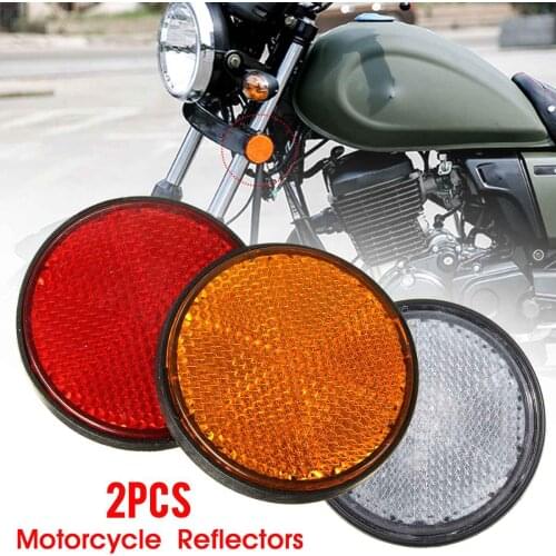 2X 2'' 2 Inch Universal Motorcycle ATV Scooter Dirt Bikes BOLT NUMBER PLATE ROUND REFLECTOR Red Orange
