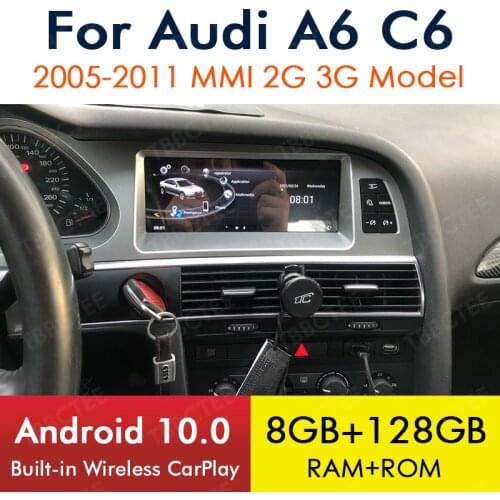 Android 10 Wireless CarPlay 6+128GB For Audi A6 C6 4f 2005~2011 MMI 2G 3G Car Multimedia Player GPS Navi Stereo WiFi Bluetooth