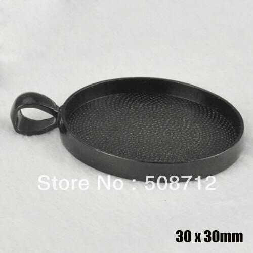 Free Ship!!!! WHOLESALE 100Pcs 30mm Black Pendant Trays,Cabochon Settings,Cameo Blanks