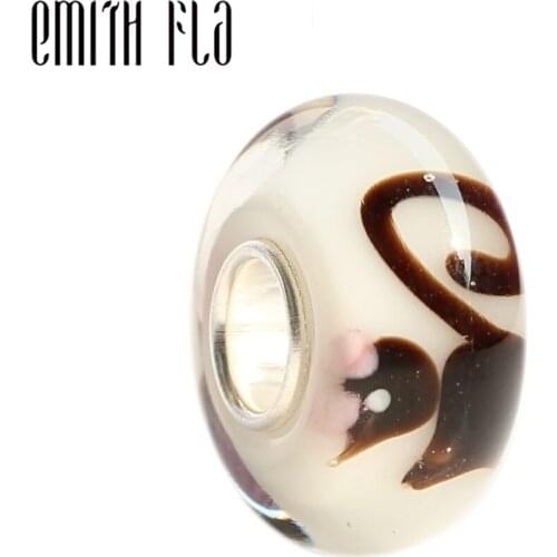 Emith Fla 100% Real 925 Sterling Silver Squirrel Cute Murano Glass Bead Fit Original European Charm Bracelets Lovely Gifts
