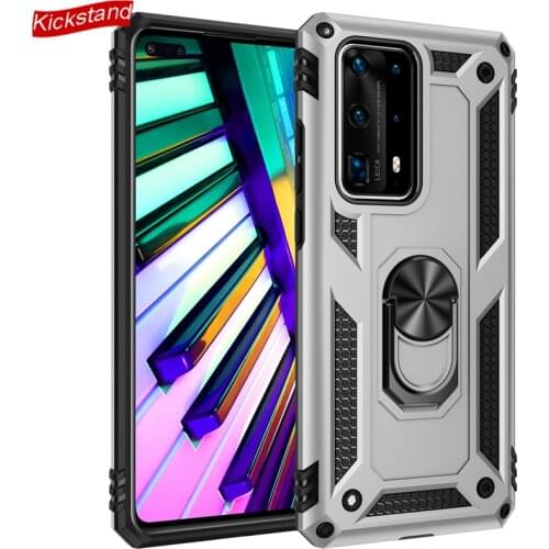 Kickstand Case for Huawei P40 Pro Plus P40Lite 5G P30 P20 Lite Cover Shockproof Hard Silicon Magnetic Bracket Ring Holder Shell