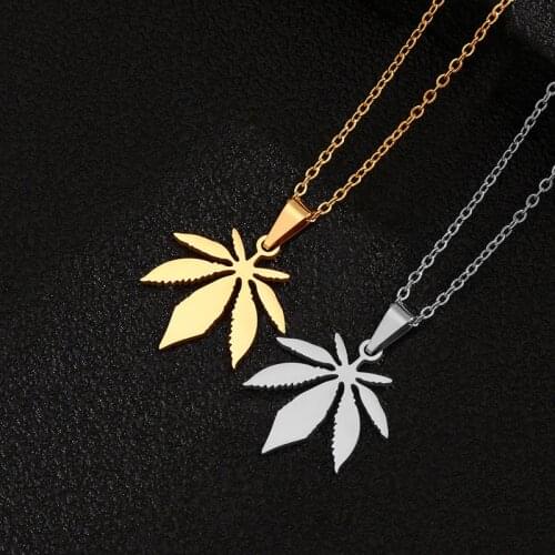 SONYA Maple Leaf Choker Pendant Necklace For Women Stainless Steel Gold and Silver Color Wedding Party Engagement Jewelry