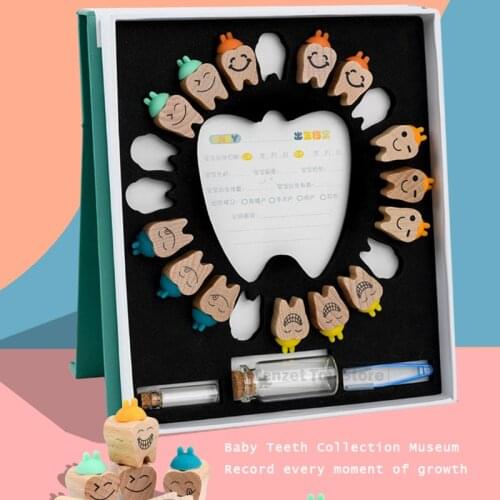 Wooden Baby Tooth Box Milk Teeth Organizer Storage Collection Boy Girl Souvenir Case Infant Kid Cute Gifts For Children Keepsake