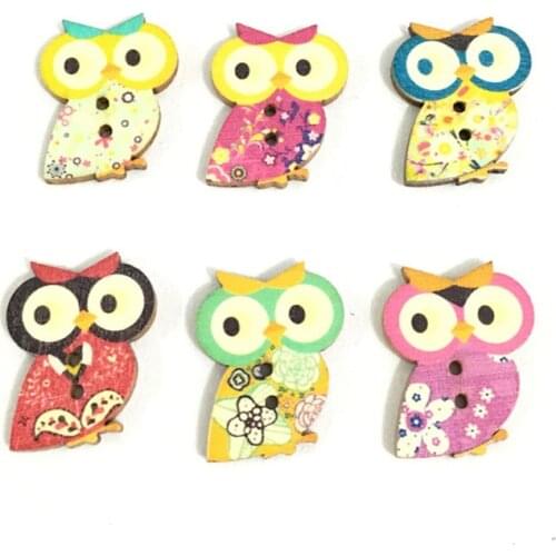 50pcs 2 Holes Owl Wooden buttons Mixed 23*27mm For handmake Scrapbooking Crafts 7NK203