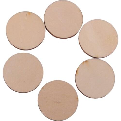 60Pcs Unfinished Wooden Circle Craft Shapes Wood Coasters DIY Decoration Supplies Disc Plaque Tags - 1.57inch