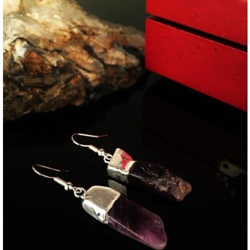 Dr Stone Natural Stone Women 'S Amethyst Stone silver plated Earrings KRB229 373144231