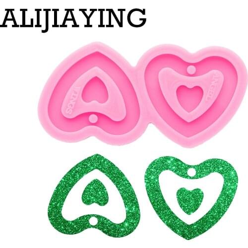 DY0644 Super Glossy Heart shape Earrings Silicone Mold Epoxy Craft Molds DIY Resin Crafting Mould