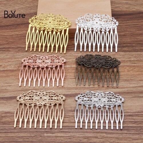 BoYuTe (10 Pieces/Lot) 55*60MM 10 Teeth Filigree Flower Hair Comb Materials Handmade Diy Hair Jewelry Accessories