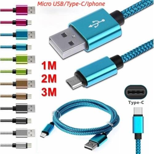 1M/2M/3M Android Cables Iphone USB Charger Cable Micro USB Charging Cable Data Sync Cord for Smartphones