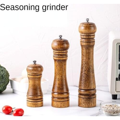 Classical Oak Wood Pepper Spice Mill Grinder Set Handheld Seasoning Mills Grinder Ceramic Grinding Core BBQ Tools Set