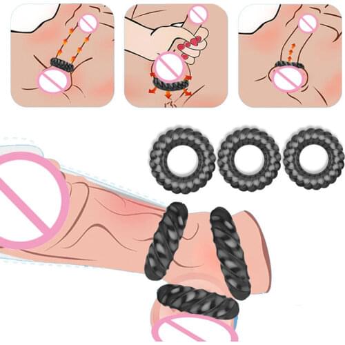 3Pcs Penis Silicone Sex Ring Reusable Bound Delay Ring Strap On Adult Erotic Sex Toys For Couples Dildo Erotic Sex Shop