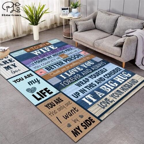 To My Wife Letter Pattern Fashion Soft Flannel 3D Printed Rugs Mat Rugs Anti-slip Large Rug Carpet Home Decoration-2