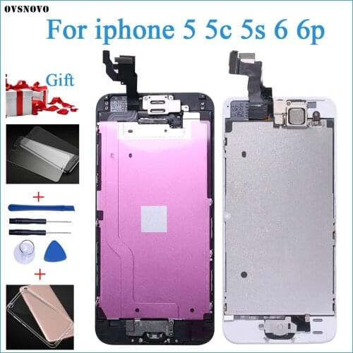 Complete LCD Or Full Assembly Display or Screen for iPhone 5 5S 6s 7 8 or for iphone 6 6plus with Home Button and Front Camera