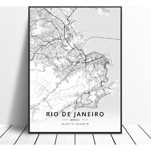 Hd print Salvadop Porto Alegre Rio De Janeiro Manaus Recife Sao Paulo Fortaleza Canvas Art Map Poster frame