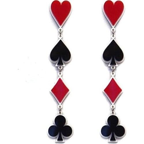 Ohrringe Earring Playing Cards Pattern Dangle Earrings For Women Charms Heart Spade Club Poker Arcylic Drop Long Brincos Vintage