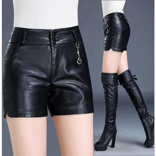 Shorts Women Plus Size Leather Shorts PU Leather Shorts Leather Spring Winter Style Leather Pants Short Ropa Mujer