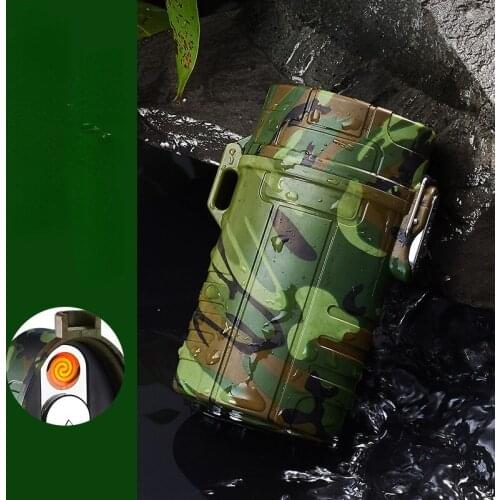 Outdoor Waterproof Rechargeable Cigarette Case Lighter Large Capacity 20-piece Portable Windproof Cool Cigarette Case Lighter