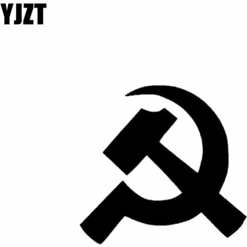 YJZT 13.5CM*13.5CM Hammer And Sickle Car Sticker Vinyl Decal Black Silver C10-01189