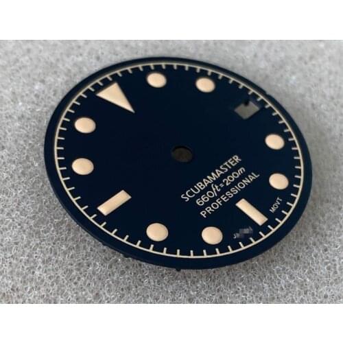 28.5mm Green Luminous Watch Dial with S Logo for NH35/4R36 Movement with/no Date