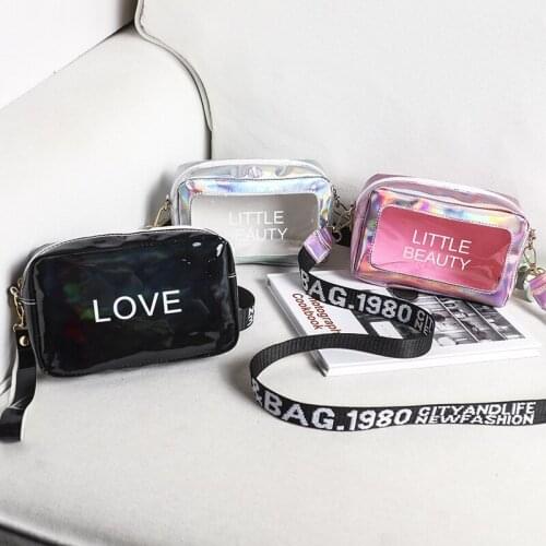 New Design Women Laser Crossbody Bag Messenger Shoulder Bag PVC Jelly Small Tote Messenger Candy Colors Bags Laser Holographic