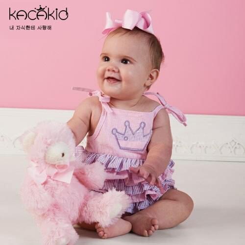 KACAKID Baby Girl Rompers Cute Pink Crown Pattern Baby Girl Rompers Cotton Lovely Sleeveless Patchwork Girl Baby Rompers ka3228