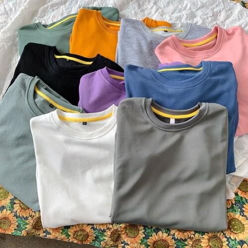 2021 Autumn Sweatshirts Women Hoodies Casual Solid Cotton Long Sleeve O Neck Loose Woman Jacket Basic Clothe Female Pullovers