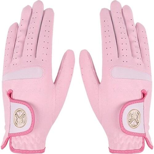 1 Pair Women Breathable Microfiber Cloth Golf Gloves Slip-resistant Elastic Gloves Left Right Hands Sports Gloves