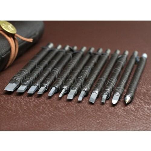 12 Pcs forged tungsten steel Stone Carving knives set, stone carving chisel knife tools