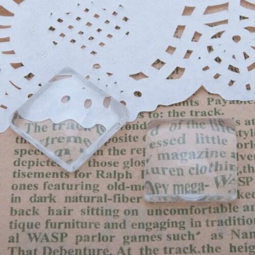 18x18mm square Flat Back clear Crystal glass Cabochon,Top quality;clear cabochon;sold as 50pcs/lot-C3689