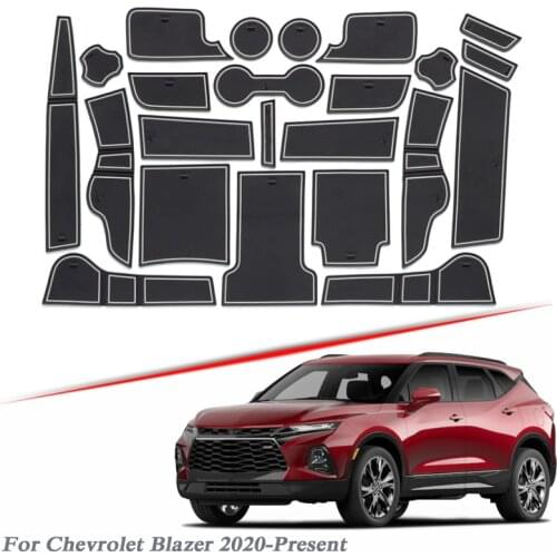 23pcs Car Styling For Chevrolet Blazer 2020-Present Latex Gate slot pad Interior Door Groove Mat Non-slip dust Mat Accessory