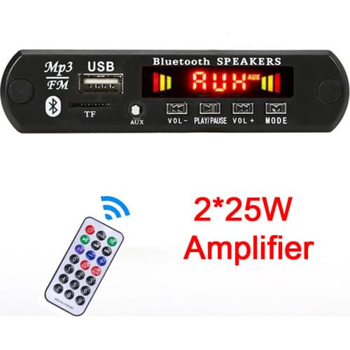 2*25W Car Audio USB TF FM Radio Module Wireless Bluetooth MP3 WMA Decoder Board Support 2*3W Amplifier with Remote Control