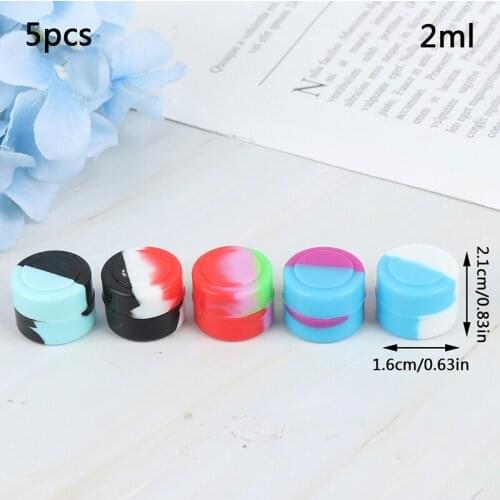 5pcs 2ML Nonstick Silicone Container Non-stick Oil Wax Jar Dab Storage Box Silicone Jar