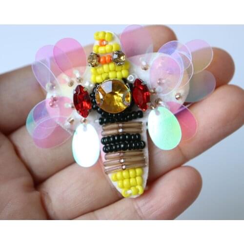 5pc/lot animal patches for clothes rhinestone beaded Patches for clothing DIY sew on parches Embroidery appliques