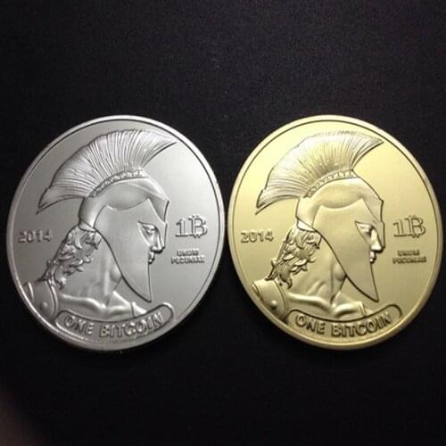 50 pcs The Internet theme Titan one bitcoin badge 24k real gold silver plated metal souvenir decoration 40 mm coin