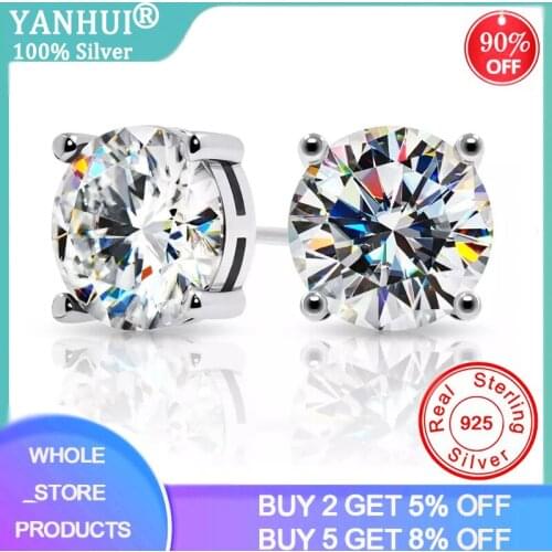 6mm/8mm Lab Diamond Stud Earring With Certificate Real 925 Sterling Silver Jewelry Engagement Wedding Earrings for Women men