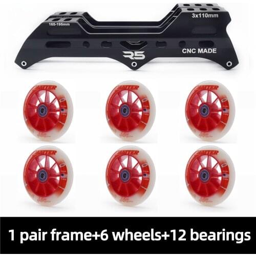 Skating Base + Wheel R5 3X110mm Inline Speed Skates Frame with MATTER F1 Fans Speed Skating Tyre 110mm Pink Red Blue Green 110
