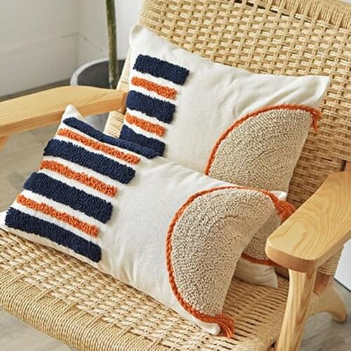 Free Shipping 30*50/45*45cm Morocco Bohemian Tufted Nordic Style Beige Tassels Pillow Case Cushion Cover L