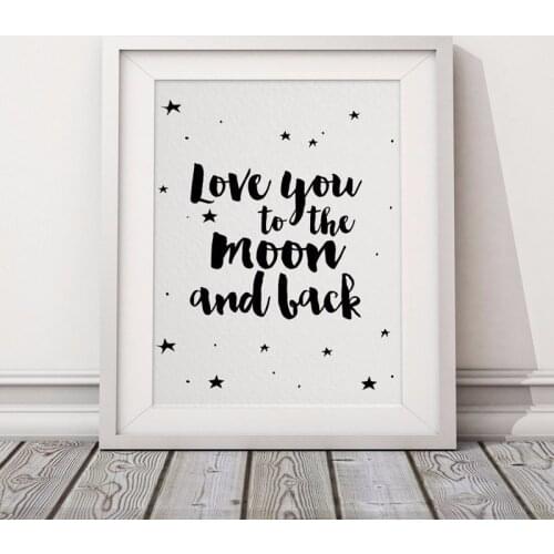 Lovers' motto Love You to the Moon Canvas Painting Wall Art Home decoration Quotes for Wall Poster Picture